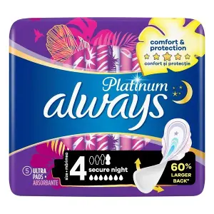 ГИГИЕНИЧЕСКИЕ ПРОКЛАДКИ ALWAYS PLATINUM SECURE NIGHT РАЗМЕР 4 №5 ГИГИЕНИЧЕСКИЕ ПРОКЛАДКИ ALWAYS PLATINUM SECURE NIGHT РАЗМЕР 4 №5