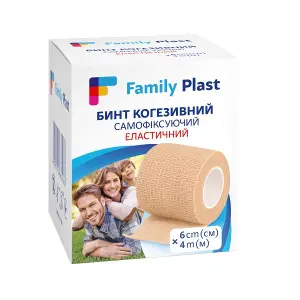 БИНТ КОГЕЗИВНЫЙ САМОФИКСИРУЮЩИЙСЯ FAMILY PLAST ЭЛАСТИЧНЫЙ 6 СМ Х 4 М БИНТ КОГЕЗИВНЫЙ САМОФИКСИРУЮЩИЙСЯ FAMILY PLAST ЭЛАСТИЧНЫЙ 6 СМ Х 4 М