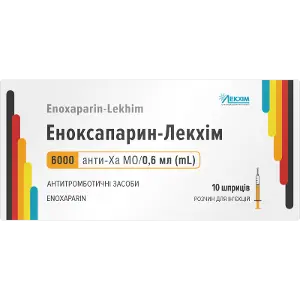 Еноксапарин-Лекхім р-н д/ін. 6000 анти-Ха МО шприц 0,6 мл №10 Еноксапарин-Лекхім р-н д/ін. 6000 анти-Ха МО шприц 0,6 мл №10