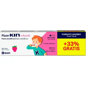 Зубна паста Kin (Кін) Fluor Infantil дитяча проти карієсу полуниця 75+25 мл Зубна паста Kin (Кін) Fluor Infantil дитяча проти карієсу полуниця 75+25 мл