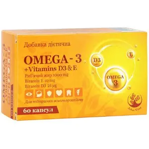 Омега 3 + Віт. D3 n Е капс.№ 60 (Omega-3 1000mg +D3 25mg + E 10mg) Омега 3 + Віт. D3 n Е капс.№ 60 (Omega-3 1000mg +D3 25mg + E 10mg)