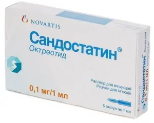 Сандостатин р-р д/ин. 0,1 мг 1 мл №5 -t° Сандостатин р-р д/ин. 0,1 мг 1 мл №5 -t°