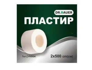 Пластырь Др.Бауер котушка полимерная основа 2х500см Пластырь Др.Бауер котушка полимерная основа 2х500см