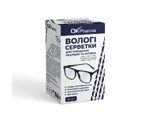Салфетки влажные ОК Фарма д/очищ окулярив и оптики 12см*15см №50 Салфетки влажные ОК Фарма д/очищ окулярив и оптики 12см*15см №50