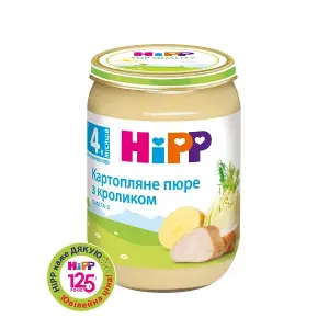 Хипп пюре кролик с картоплею 190г Хипп пюре кролик с картоплею 190г
