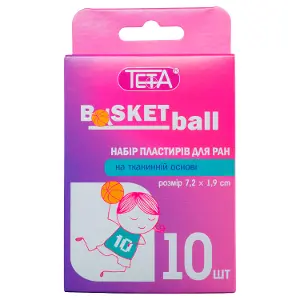Пластырь бактерицидный Teta (Тета) набор для ран Basketball на тканевой основе размер 1,9 см х 7,2 см 10 шт Пластырь бактерицидный Teta (Тета) набор для ран Basketball на тканевой основе размер 1,9 см х 7,2 см 10 шт