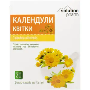 Календулы цветки в фильтр-пакетах по 1,5 г 20 шт Solution Pharm Календулы цветки в фильтр-пакетах по 1,5 г 20 шт Solution Pharm