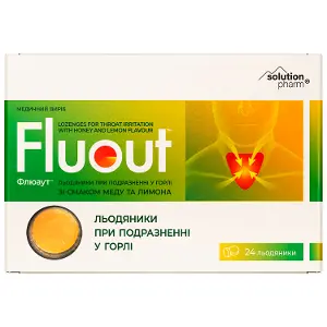 Флюаут леденцы при раздражении в горле со вкусом мёда и лимона 2 блистера по 12 шт Solution pharm Флюаут леденцы при раздражении в горле со вкусом мёда и лимона 2 блистера по 12 шт Solution pharm