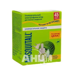 Рідина MOSQUITALL універсальний захист 45 ночей з фумігатором Рідина MOSQUITALL універсальний захист 45 ночей з фумігатором