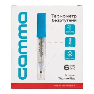 Термометр медицинский GAMMA THERMO PLUS стеклянный жидкостный без ртути №1 Термометр медицинский GAMMA THERMO PLUS стеклянный жидкостный без ртути №1