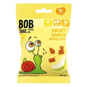 Снек фруктовий Равлик Боб BOB SNAIL яблуко-груша 40 г Снек фруктовий Равлик Боб BOB SNAIL яблуко-груша 40 г