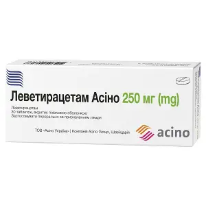 Леветирацетам-Асино таблетки 250 мг №30 Леветирацетам-Асино таблетки 250 мг №30