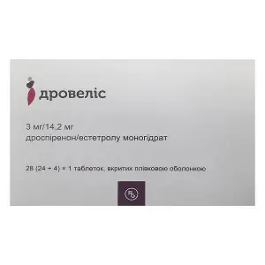 ДРОВЕЛИС ТАБЛЕТКИ ПОКРЫТЫЕ ОБОЛОЧКОЙ 3 МГ + 14,2 МГ БЛИСТЕР №28 ДРОВЕЛИС ТАБЛЕТКИ ПОКРЫТЫЕ ОБОЛОЧКОЙ 3 МГ + 14,2 МГ БЛИСТЕР №28
