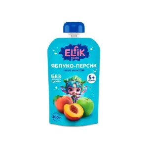 Пюре Elfik Magic яблуко і персик без цукру дой-пак 100 г Пюре Elfik Magic яблуко і персик без цукру дой-пак 100 г