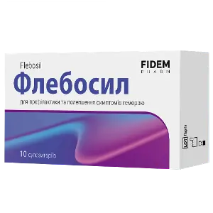 Флебосил супозиторії рект. №10, Фідем Фарм Флебосил супозиторії рект. №10, Фідем Фарм