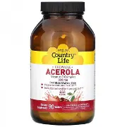 Ацерола комплекс витамина C жевательные таблетки со вкусом ягод по 500 мг, 90 шт. - Country Life
