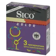 Презервативи Sico Color кольорові, ароматизовані, 3 шт.