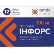 Інфорс таблетки при еректильній дисфункції 100 мг, 12 шт.