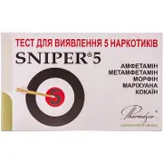 Sniper (Снайпер) тест-касета для визначення 5 наркотиків в сечі, 1 шт.