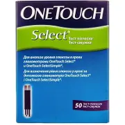 One Touch Select тест-смужки для вимірювання рівня глюкози в крові, 50 шт.