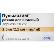 Пульмозим розчин для інгаляцій 2,5 мг 2,5 мл №6