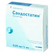 Сандостатин раствор для инъекций 0,05 мг/мл, 5 шт.