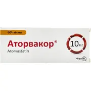  Аторвакор таблетки для зниження холестерину по 10 мг, 60 шт.