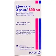 Депакін хроно 500 мг таблетки, в/о, прол./д. по 500 мг №30 у конт.