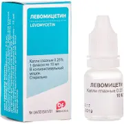 Левомицетин капли глазные 0,25%, 10 мл