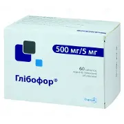 Глібофор таблетки при діабеті, 500 мг/5 мг, 60 шт.