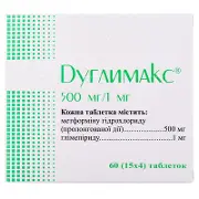 Дуглимакс таблетки при діабеті, 500 мг/1 мг, 60 шт.
