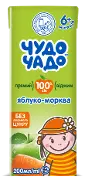 СОК ЯБЛОЧНО-МОРКОВНЫЙ НЕОСВЕТЛЕННЫЙ СТЕРИЛИЗОВАННЫЙ "ЧУДО-ЧАДО" 200 мл, с 6 мес., яблоко, морковь, неосветл.