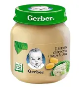 ПЮРЕ ГОМОГЕНИЗИРОВАННОЕ НА ОВОЩНОЙ ОСНОВЕ ТМ "GERBER" "ЦВЕТНАЯ КАПУСТА И КАРТОФЕЛЬ" 130 г, с 6 мес., цветн. капуста, картофель