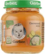 ПЮРЕ ГОМОГЕНИЗИРОВАННОЕ НА ОВОЩНОЙ ОСНОВЕ ТМ "GERBER" "ОВОЩНОЙ МИКС" 130 г, для детей от 6 месяцев