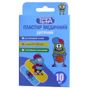 ПЛАСТЫРЬ ДЛЯ РАН НА ПОЛИМЕРНОЙ ОСНОВЕ TETA® 1,9 х 7,2 см, д/детей