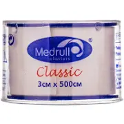 ЛЕЙКОПЛАСТЫРЬ МЕДИЦИНСКИЙ В РУЛОНАХ MEDRULL "CLASSIC" 3 см * 500 см, рулон