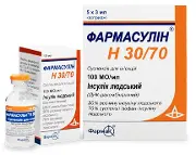 Фармасулін H 30/70 суспензия д/ін. 100 МО/мл картридж 3 мл