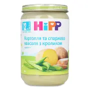 ПЮРЕ МЯСО-ОВОЩНОЕ "КАРТОФЕЛЬ И СПАРЖЕВАЯ ФАСОЛЬ С КРОЛИКОМ" "HIPP" кролик, картофель, спарж. фасоль