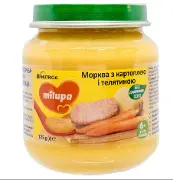 ПЮРЕ ДЕТСКОЕ ОВОЩЕ-МЯСНОЕ МОРКОВЬ С КАРТОФЕЛЕМ И ТЕЛЯТИНОЙ MILUPA 125 г, с 6 месяцев