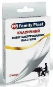 FAMILY PLAST НАБОР ПЛАСТЫРЕЙ БАКТЕРИЦИДНЫХ КЛАССИЧЕСКИЙ 25 * 72 мм тканев., 38 * 38 мм тканев., 72 * 35 мм тканев.