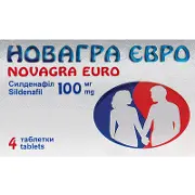 Новагра Євро таблетки в/плівк. обол. 100 мг блістер, у картонній коробці № 4