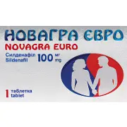 Новагра Євро таблетки в/плівк. обол. 100 мг блістер, у картонній коробці № 1