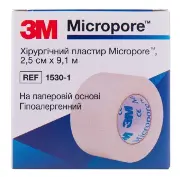 ПЛАСТЫРЬ ХИРУРГИЧЕСКИЙ MICROPORE™ 2,5 см * 9,1 м, белый, с диспенсером