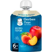 Пюре фруктове дитяче NESTLE GERBER (Нестле Гербер) Яблуко та персик з 6-ти місяців м'яка упаковка 90 г
