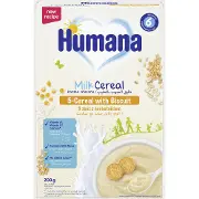 Каша молочна суха HUMANA (Хумана) 5 злаків з печивом продукт прикорму для дітей з 6-ти місяців 200 г