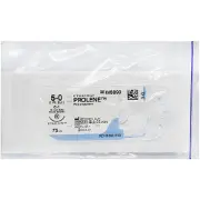 Шовный материал нерассасывающийся Prolene (Пролен) размер USP 5-0, колющая игла 13 мм, 3/8 круга, длина 75 см артикул W8890