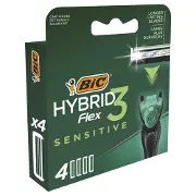 Касети (картриджі, леза) змінні BIC (Бік) Flex 3 Hybrid (Флекс 3 Гібрид) Sensitive 4 шт