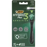 Бритва BIC (Бік) Flex 3 Hybrid (Флекс 3 Гібрид) Sensitive 1 шт + 4 касети