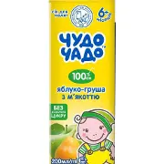 Сік дитячий ЧУДО-ЧАДО яблучно-грушевий з м'якоттю без цукру з 6 місяців 200 мл