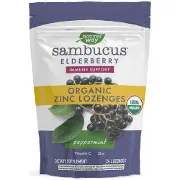 Пастилки для розсмоктування NATURE’S WAY (Натурес Вей) Sambucus Organic Lozenges Mint органічні м'ятні для підтримки імунітету 24 шт